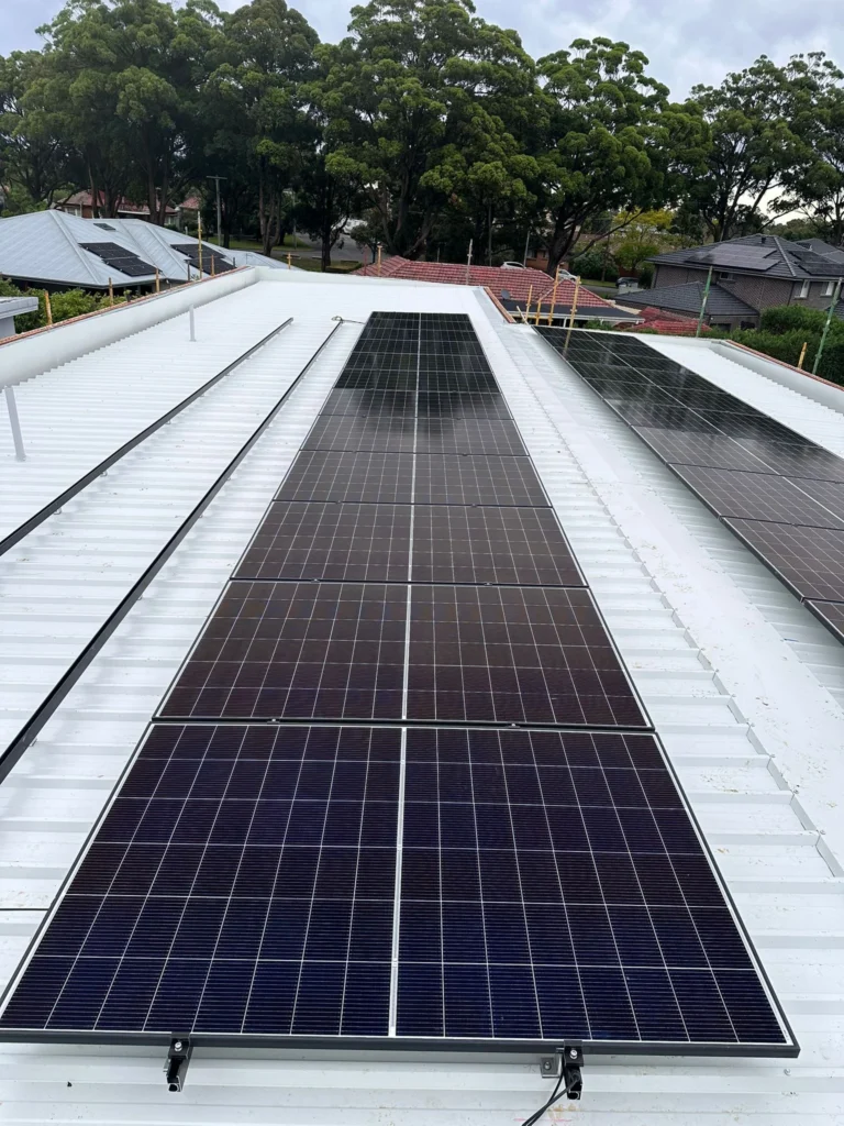 Solar panels installed on a rooftop in Sydney, showcasing renewable energy solutions.